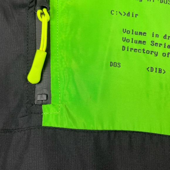 Meta Black Green Coding Coder Pullover Hooded Multipocket Windbreaker Jacket - Picture 8 of 10